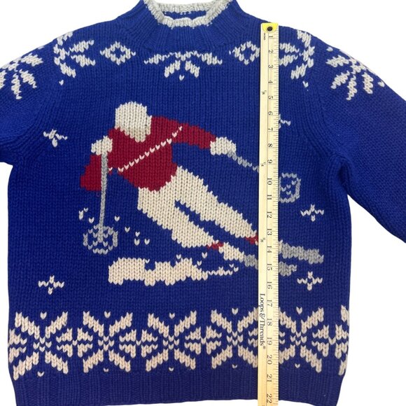 Vintage Lands' End Women's S Lambswool Alpine Ski Sweater Chunky Knit Noridc - Picture 8 of 11